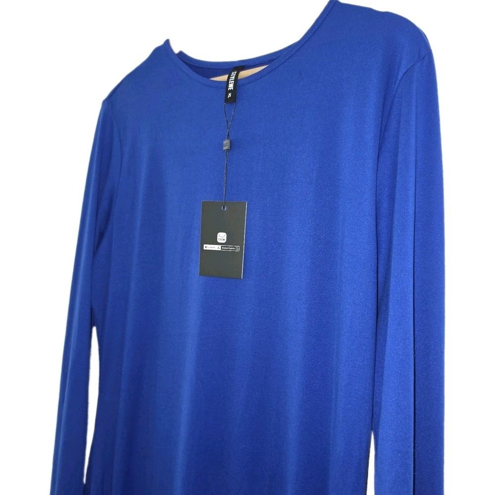 NWT Stylewe Jersey Royal Blue Long Sleeve Open Back Dress Size XL